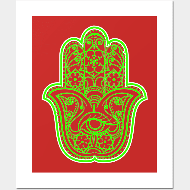 Hamsa Hand amulet. Hand of Fatima Wall Art by CatCoconut-Art